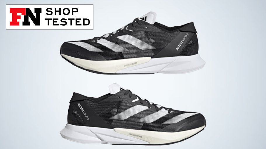 black sneakers on a gray background