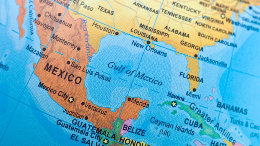 A map showing Central America and the Dominican Republic.