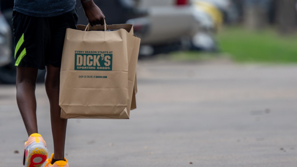 A customer exits a Dick's Sporting Goods on March 7, 2023 in Austin, Texas.