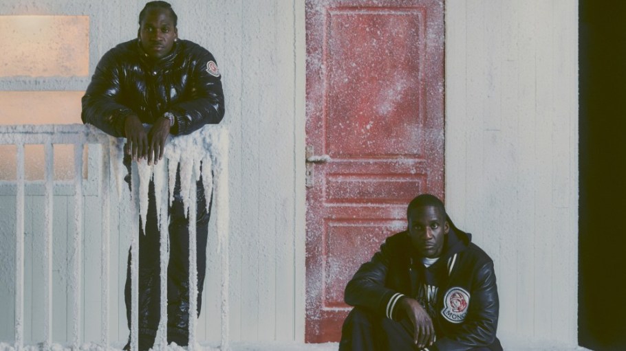 Pusha T and No Malice of the music duo Clipse fronting the Moncler x Billionaire Boys Club collection's ad campaign.
