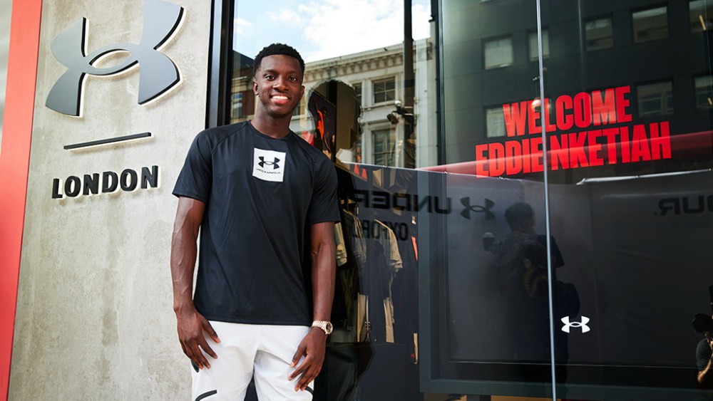 Eddie Nketiah at the Under Armour Oxford Street store opening in London.