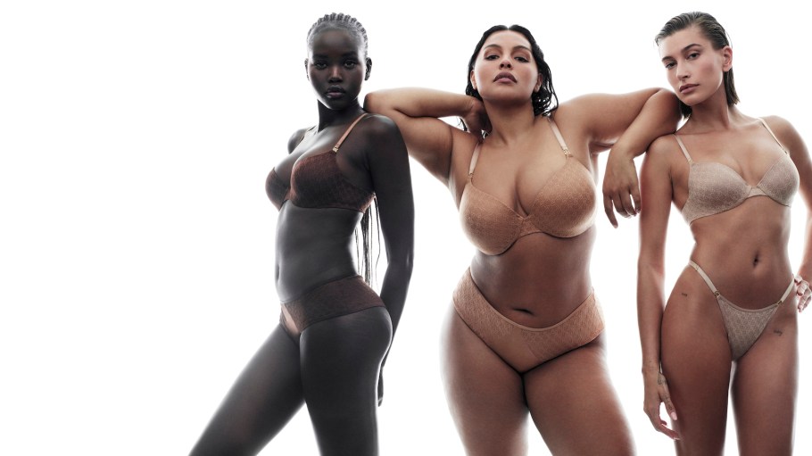 Adut Akech, Paloma Elsesser and Hailey Bieber for Victoria's Secret's Icon collection.