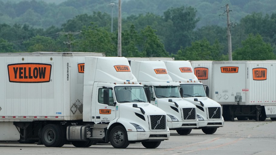 Yellow Corp. trucks and trailers are pictured at a YRC Freight facility Friday, July 28, 2023, in Richfield, Ohio. After years of financial struggles, Yellow is reportedly preparing for bankruptcy and seeing customers leave in large numbers — heightening risk for future liquidation. (AP Photo/Sue Ogrocki)