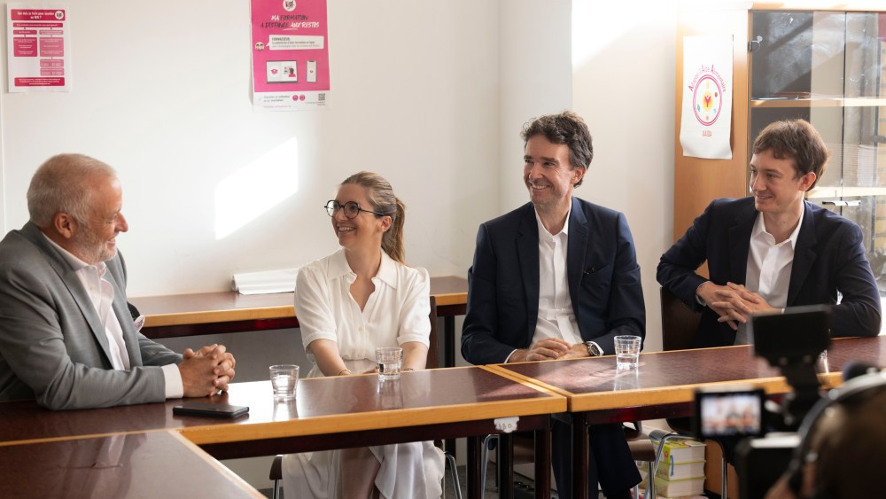 Patrice Douret, Aurore Bergé, Antoine Arnault and Frédéric Arnault. Les Restaurants du Coeur. Paris. France. 05/09/2023 © david atlan