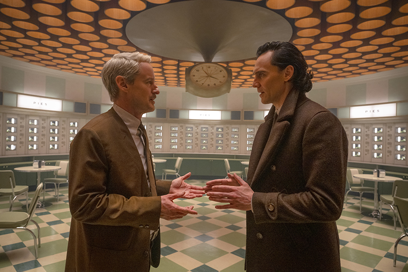 (L-R): Owen Wilson as Mobius and Tom Hiddleston as Loki in Marvel Studios' LOKI, Season 2, exclusively on Disney+. Photo by Gareth Gatrell. © 2023 MARVEL.
