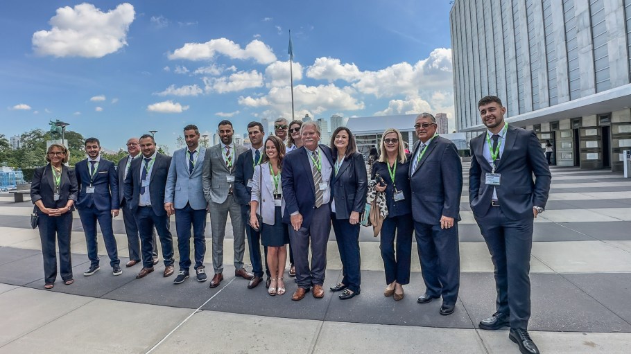 Cotton growers from the U.S. and Greece gather outside the United Nations headquarters in NYC to discuss the future of sustainable agriculture.