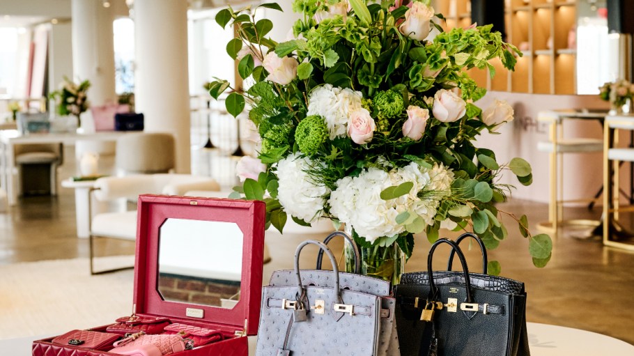 Pre-owned handbags in Fashionphile's New York City headquarters.