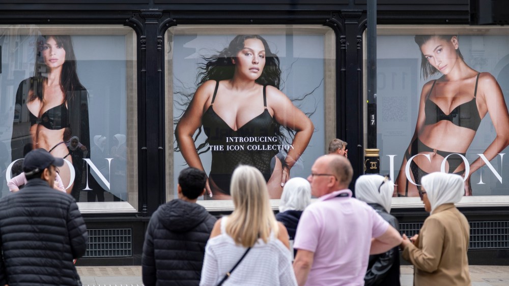 Passers in front of the Victorias Secret store on Bond Street