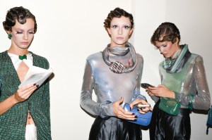 Backstage at Giorgio Armani RTW Spring 2024