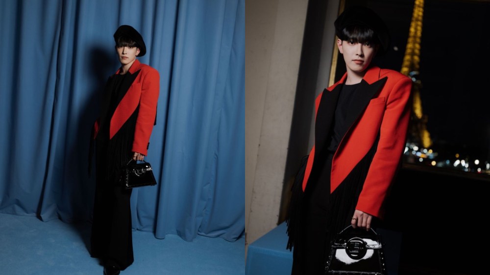 Hongjoong at the Balmain spring 2024 show on Sept. 27 in Paris.