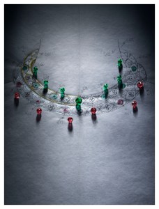 “The extraordinary round brilliant cut rubies and emeralds used on the plants theme. They are of a quality and rarity that we will never see again.”- Francesca Amfitheatrof
