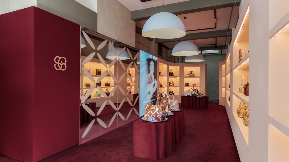 Interior of the Mulberry x Stefan Cooke pop-up in Soho.