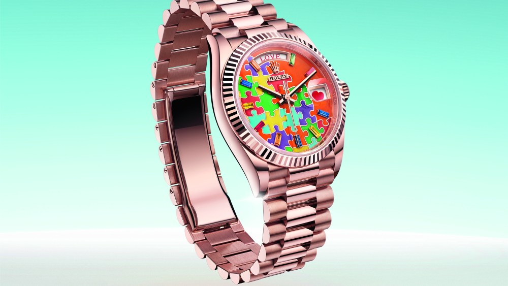 Rolex’s Day-Date 36 Everose gold.