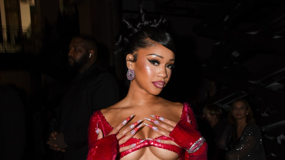 Saweetie at the LaQuan Smith Spring 2024 Ready To Wear Fashion Show at Skylight at Essex Crossing on September 11, 2023 in New York, New York.