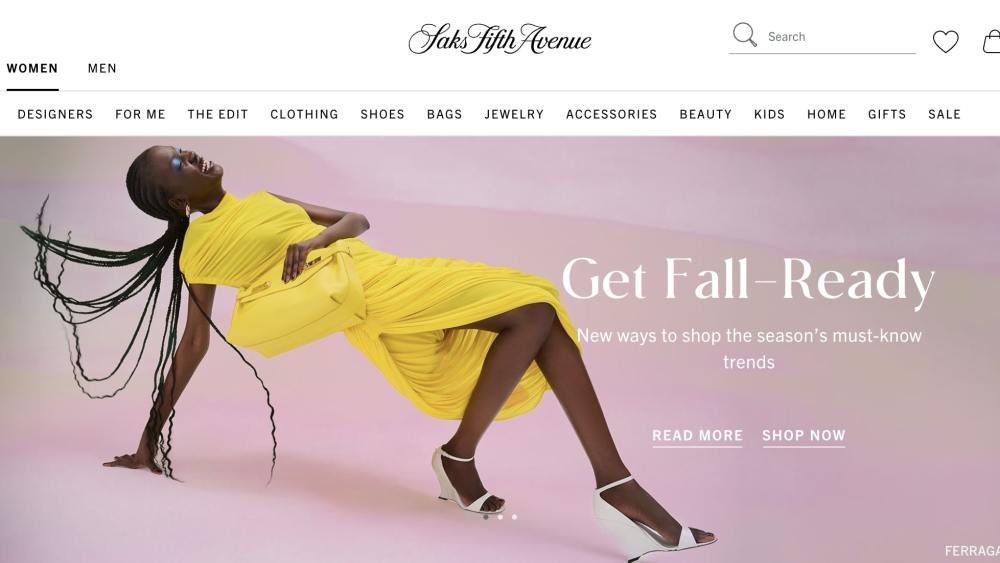 The Saks home page.