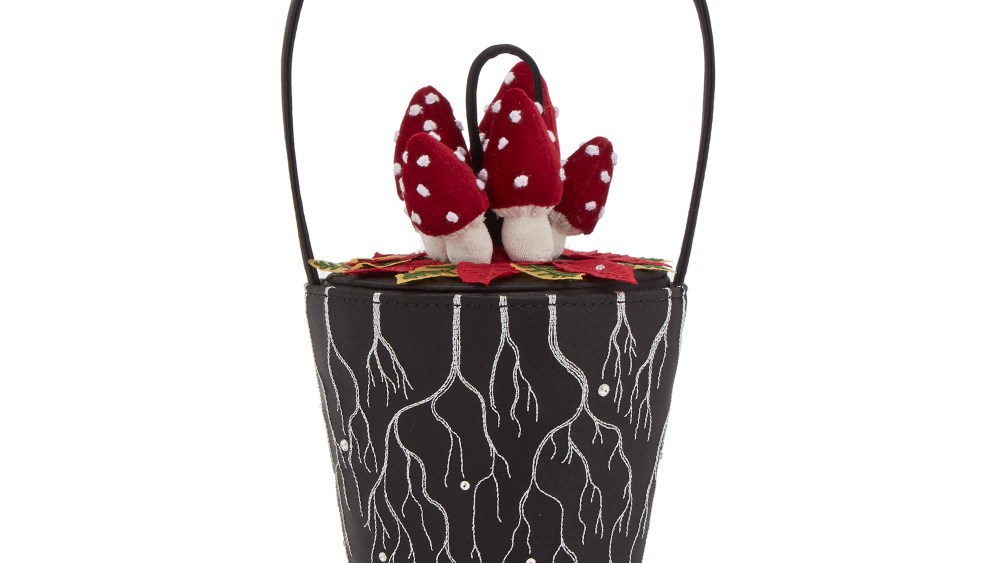 A mushroom-topped basket from Lulu Guinness's collaboration with artist Bell Hutley