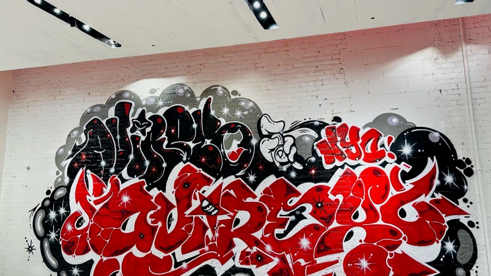 The Avirex graffiti wall was designed by Pshines AOW and commissioned by Mia Dell’Osso Caputo, creative director of Avirex.