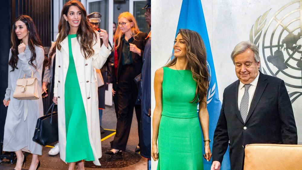 Amal Clooney, UN Secretary-General Antonio Guterres and UN Ambassador Nadia Murad at the United Nations on Sept. 26 in New York City.