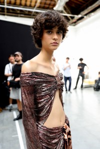 Backstage at Rabanne Ready To Wear Spring 2024 held at Palais de Tokyo on September 28, 2023 in Paris, France.