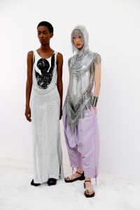 Backstage at Rabanne Ready To Wear Spring 2024 held at Palais de Tokyo on September 28, 2023 in Paris, France.