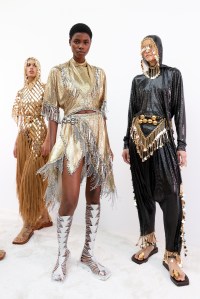 Backstage at Rabanne Ready To Wear Spring 2024 held at Palais de Tokyo on September 28, 2023 in Paris, France.