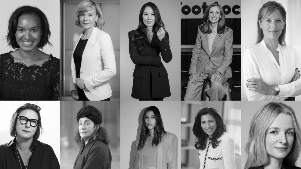 Top row, from left: Mandy Fields, Barbara Lavernos, Annie Young-Scrivner, Mary Dillon and Catherine Rénier. Bottom row, from left: Pascale Lepoivre, Nina Yashar, Hailey Bieber, Leena Nair and Delphine Arnault.