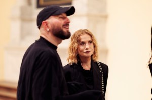 Demna Gvasalia and Isabelle Huppert
