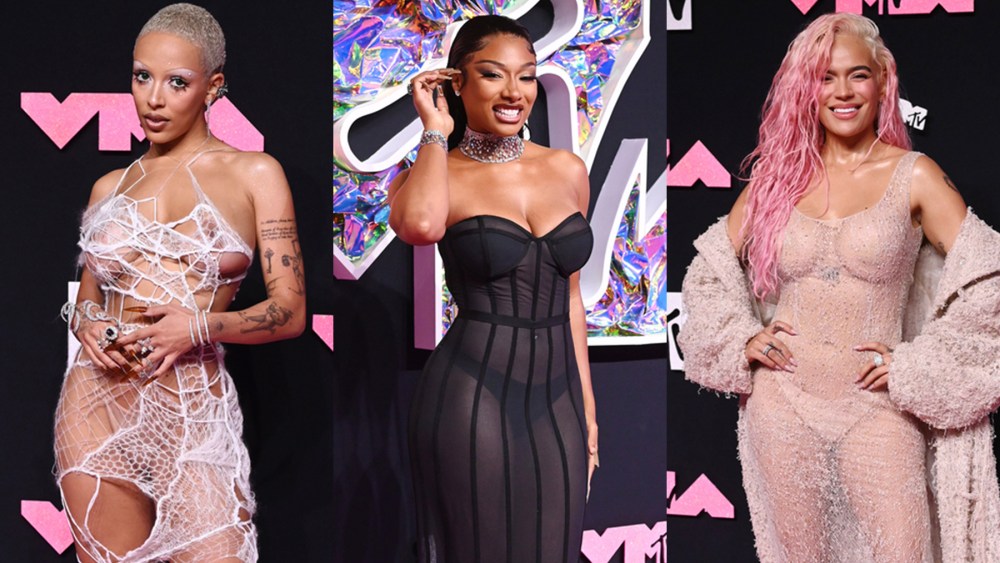 Doja Cat, Meghan Thee Stallion, Karol G, vmas, mtv, sheer looks