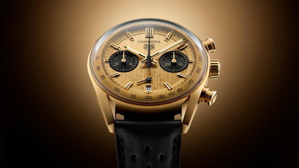 Tag Heuer Carrera Chronograph in 18K Gold.