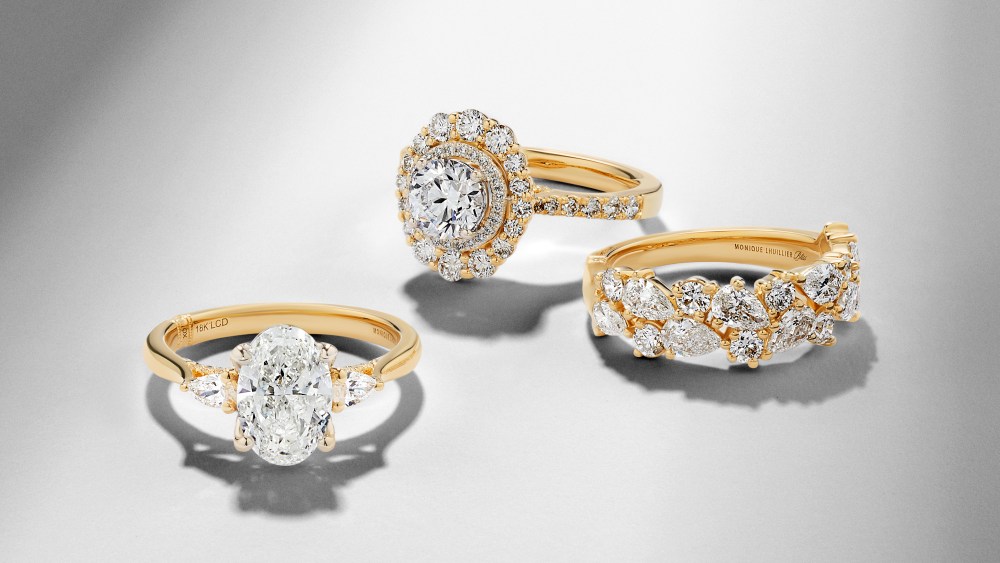 Monique Lhuillier lab-grown diamond rings for Kay Jewelers.