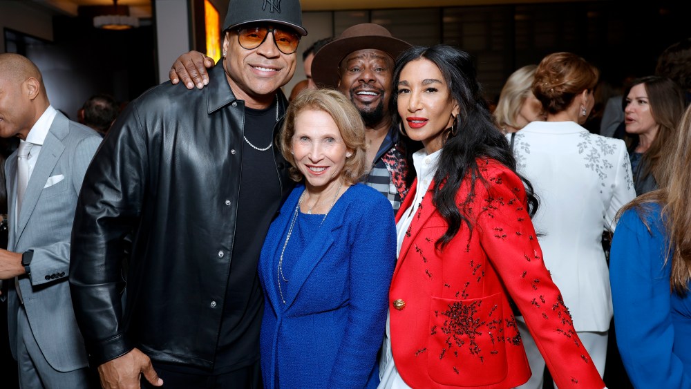BEVERLY HILLS, CALIFORNIA - OCTOBER 17: (L-R) LL Cool J, Shari Redstone, George Clinton, and Gelila Assefa Puck attend as Shari Redstone & Gelila Assefa Puck Host Rebuilding Bridges Dinner at Spago on October 17, 2023 in Beverly Hills, California. (Photo by Stefanie Keenan/Getty Images for Rebuilding Bridges)