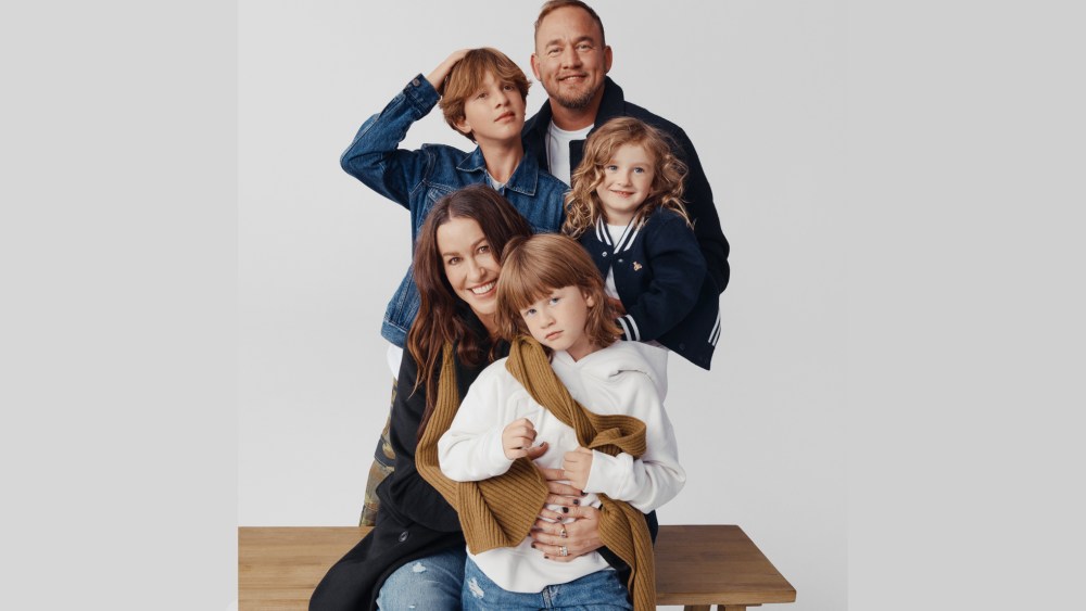 Alanis Morissette and her family in the Gap holiday campaign.