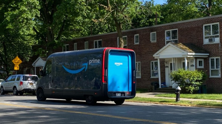 Amazon talks sustainability via electric delivery vehicles from Rivian as it competes with traditional retailers for market share.