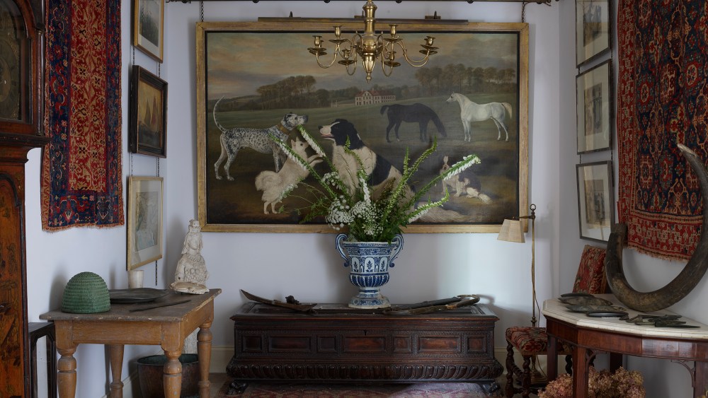 The entrance hall of interior designer Robert Kime's London apartment. Kime's personal collection goes under the hammer on Oct. 4 at Dreweatts in Berkshire, England.