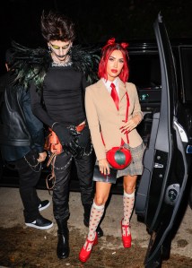 LOS ANGELES, CA - OCTOBER 28: Machine Gun Kelly and Megan Fox are seen arriving to Vas Morgan and Michael Braun's Halloween Party on October 28, 2023 in Los Angeles, California.  (Photo by Rachpoot/Bauer-Griffin/GC Images)