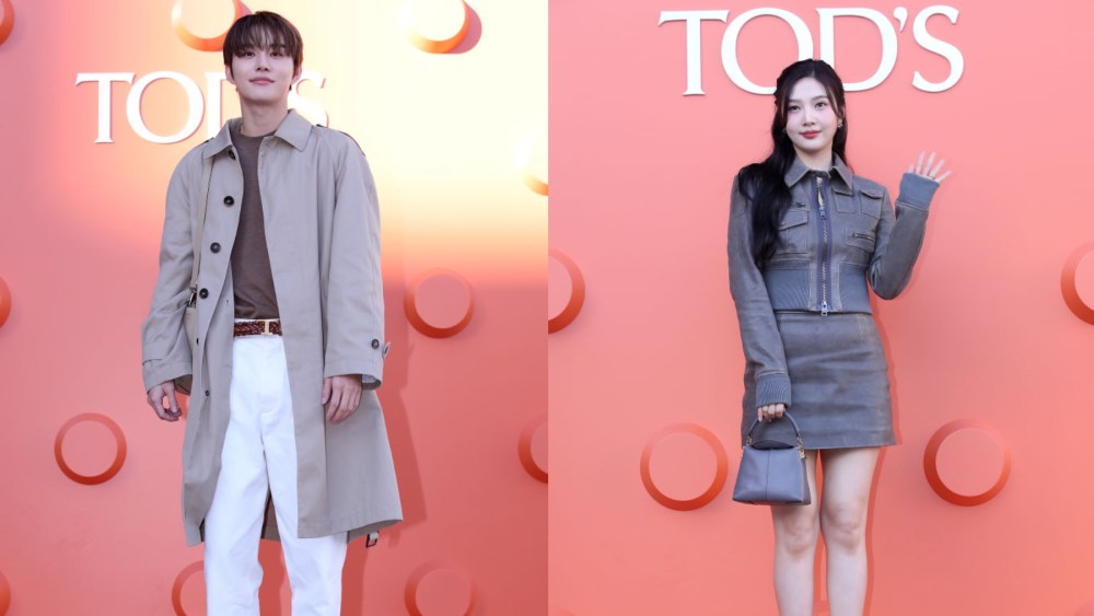 (L-R) Jungwoo of NCT 127 and Joy of girl group Red Velvet at the Tod's "The Art of Craftsmanship" project pop-up opening on Oct. 20 in Seoul, South Korea.