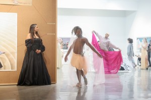 Models at the Imitation of Christ fashion show held at The Hole Gallery during LA Fashion Week 2023.
