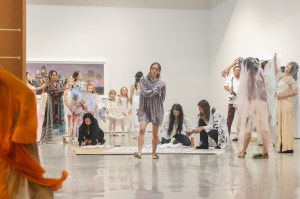 Models at the Imitation of Christ fashion show held at The Hole Gallery during LA Fashion Week 2023.