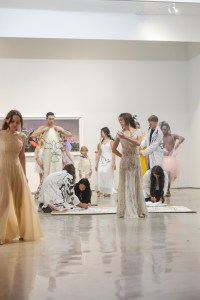 Models at the Imitation of Christ fashion show held at The Hole Gallery during LA Fashion Week 2023.