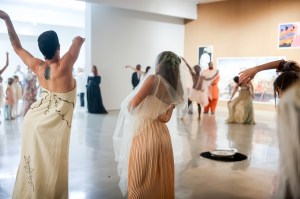 Models at the Imitation of Christ fashion show held at The Hole Gallery during LA Fashion Week 2023.