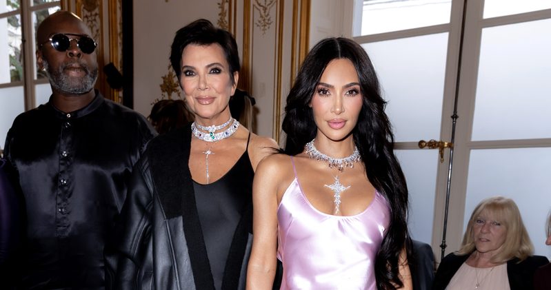 Kris Jenner and Kim Kardashian at Victoria Beckham's spring 2024 show on Sept. 29 in Paris.