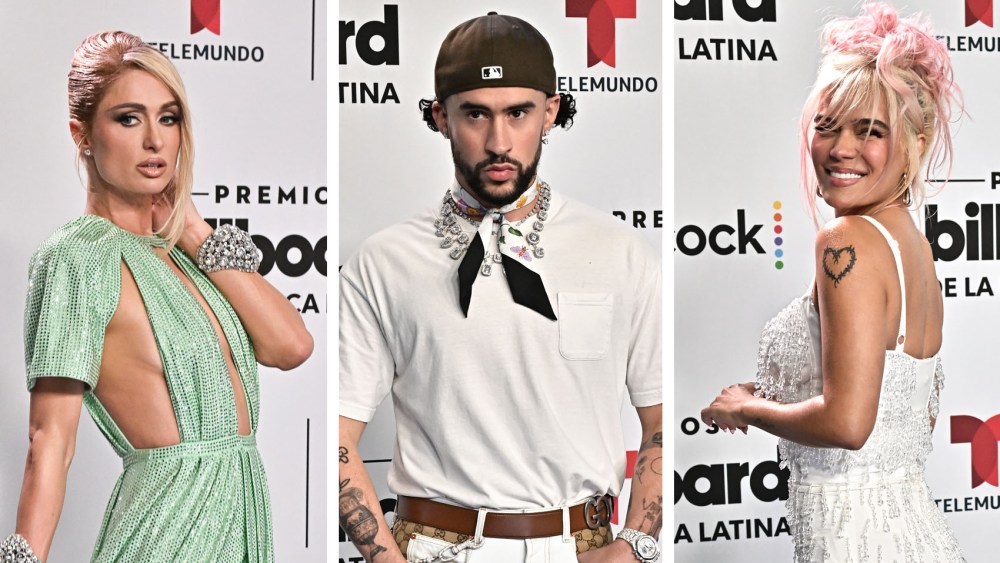 paris hilton, bad bunny, karol g, billboard latin music awards 2023 red carpet