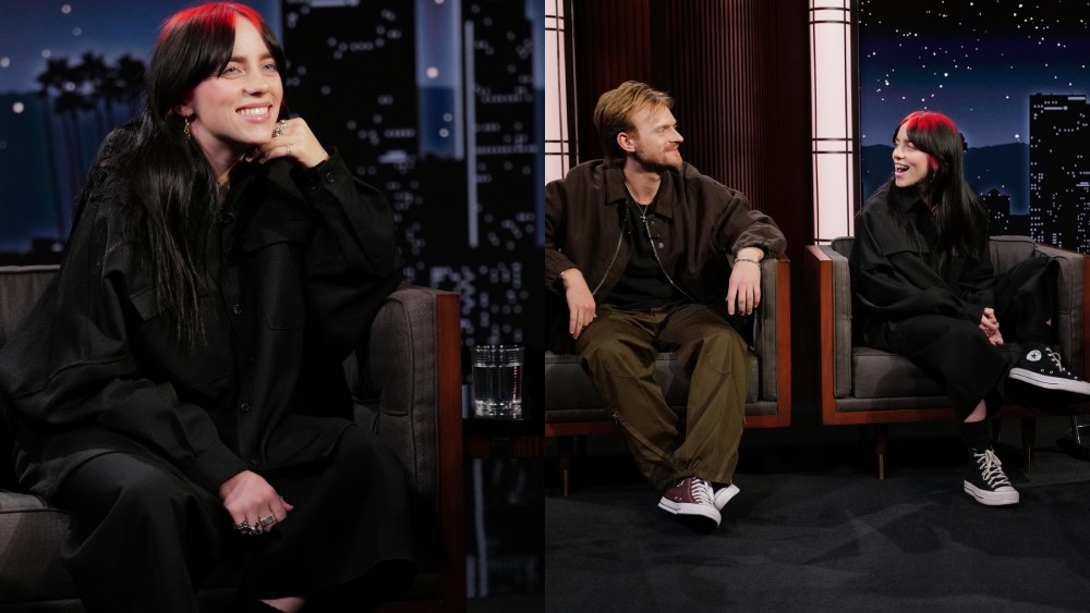 Billie Eilish and her brother Finneas  on the Oct. 10 episode of "Jimmy Kimmel Live!"