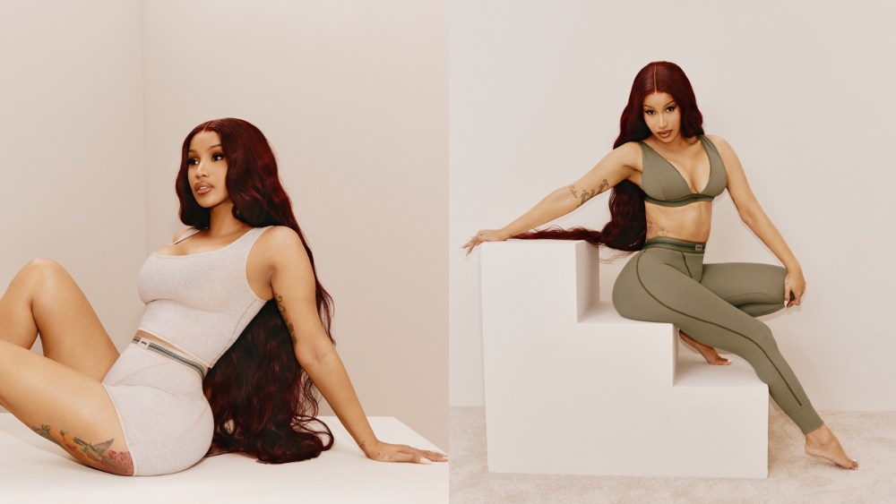 Cardi B in the Skims campaign modeling the latest cotton collection styles.