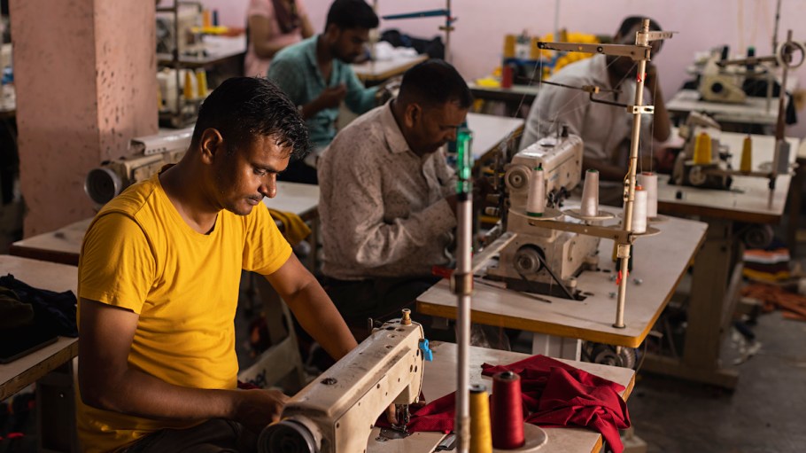 Males working in a textile factory, more of which are now GOTS certified.