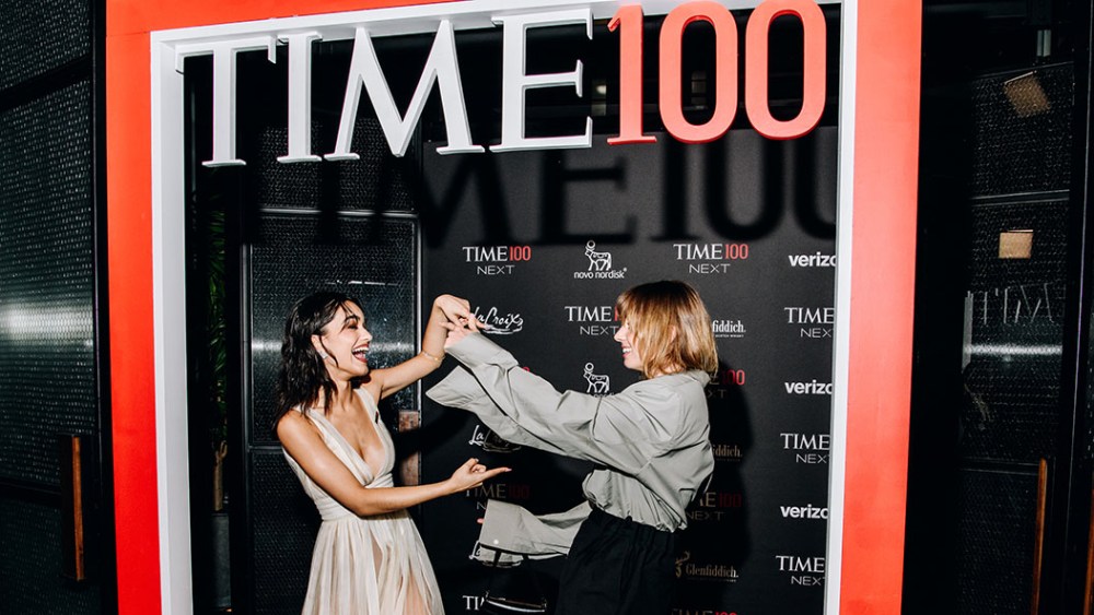 Rachel Zegler and Maya Hawke at the Time100 Next Gala held at Second on October 24, 2023 in New York, New York.