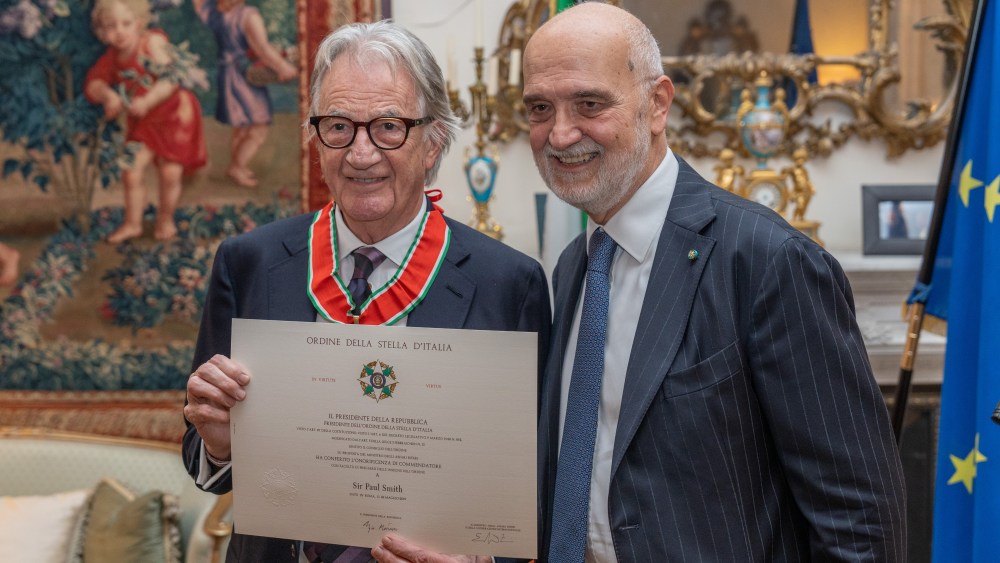 Paul Smith with Inigo Lambertini, Italy's ambassador to the U.K.