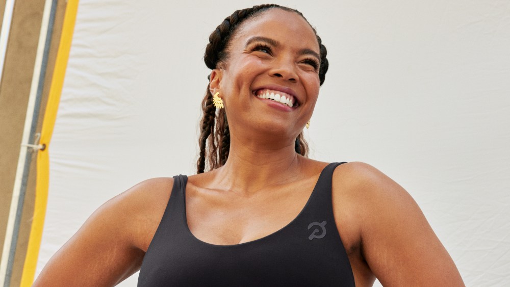 Peloton yoga instructor Chelsea Jackson Roberts in Lululemon product.
