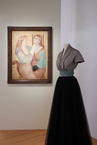 Christian Dior's Colette dress alongside Leonor Fini's painting "Deux faunesses"