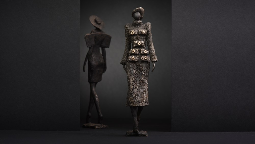 A bronze sculpture of a Schiaparelli garment from 1936.